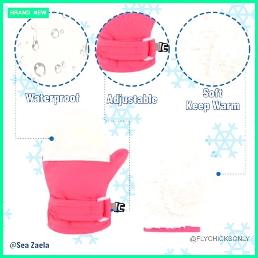 Toddler Winter Gloves Waterproof Fleece Lined Snow Mittens 6-24 Months